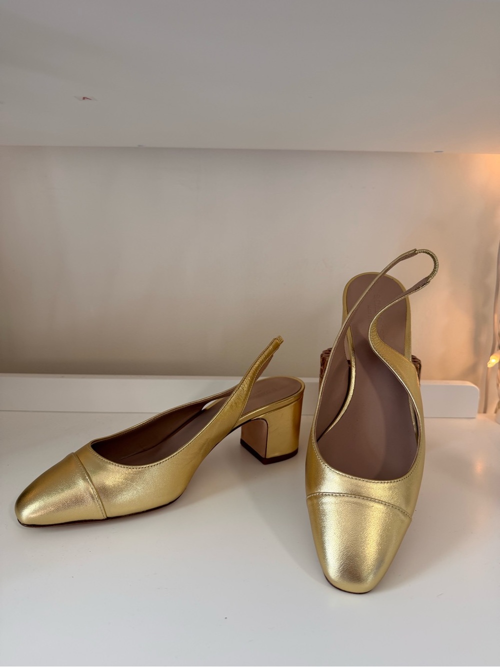 Scarosso Miranda Gold slingback heels